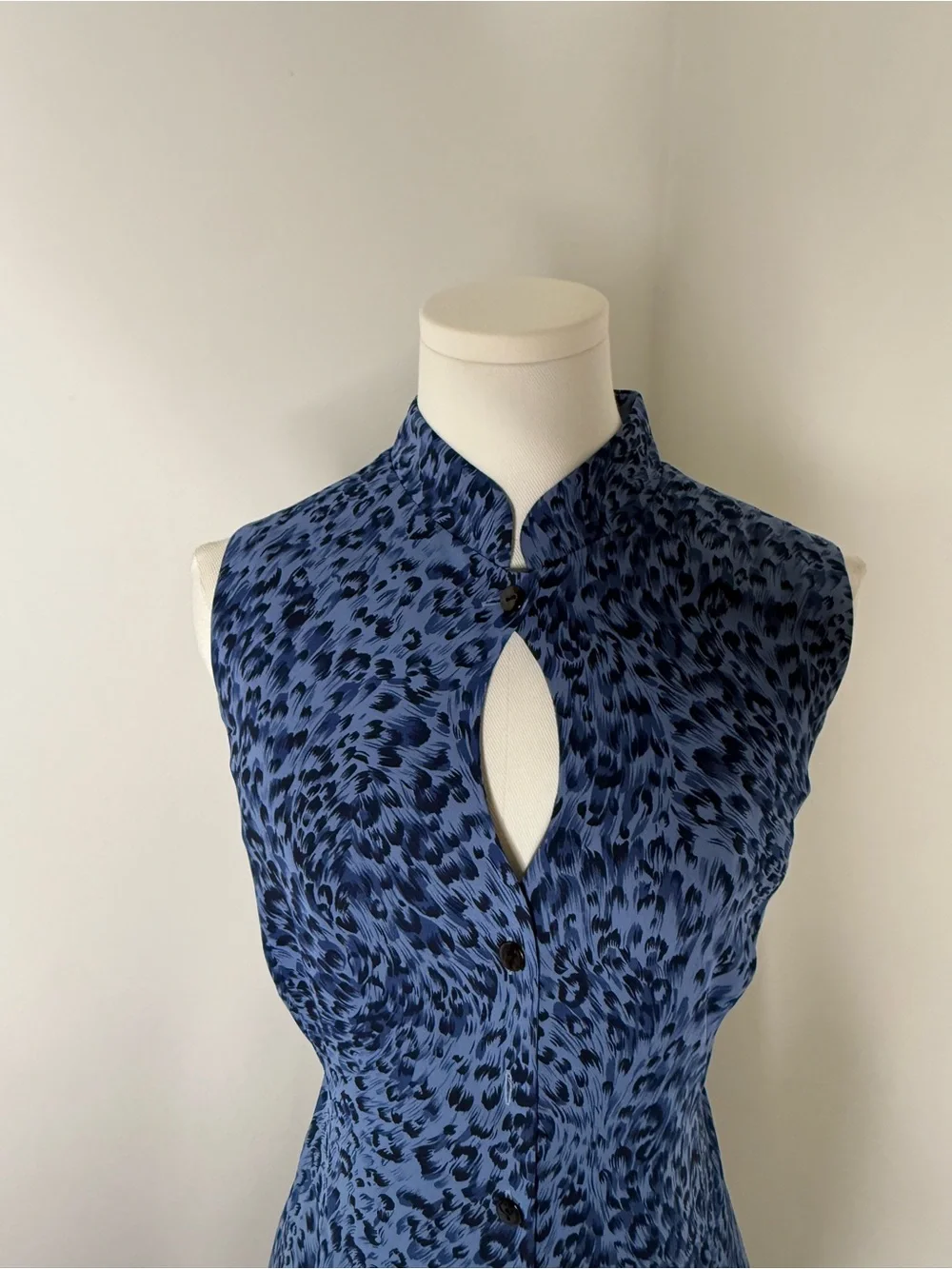 Coldwater Creek Blue Leopard Print Sleeveless Maxi Dress - Picture 4 of 16